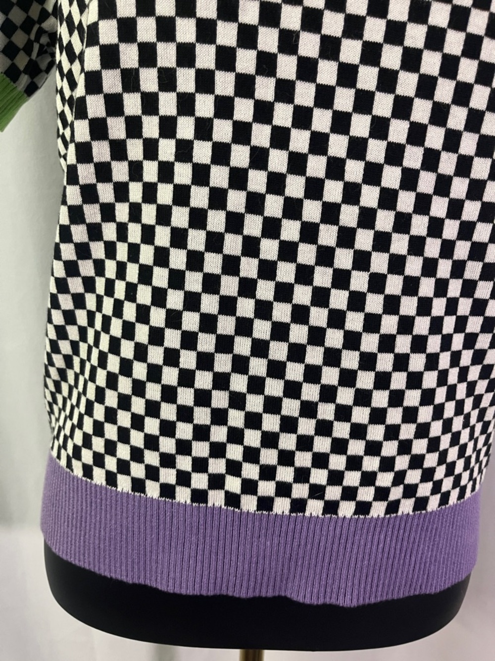 Sparkle City Short Sleeve Mardi Gras Checkered Sweater - Picture 9 of 16